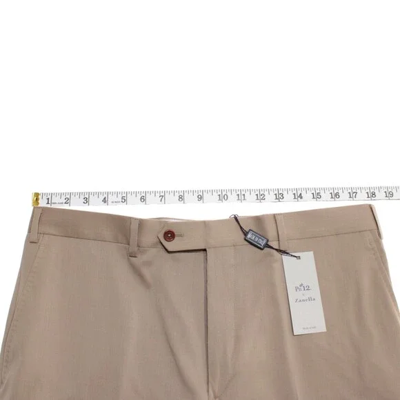 Zanella NWT Dress Pants Size 35 US Pn12 In Solid Beige Wool Blend